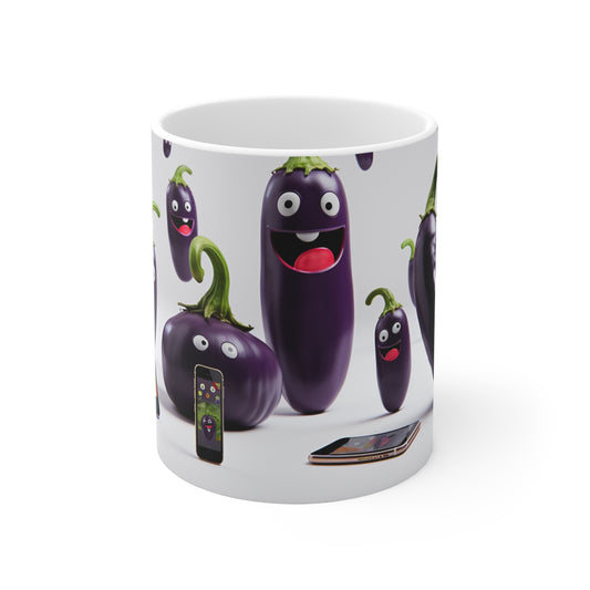 "Eggplants in a Group Chat" Ceramic Coffee Mug - 11oz