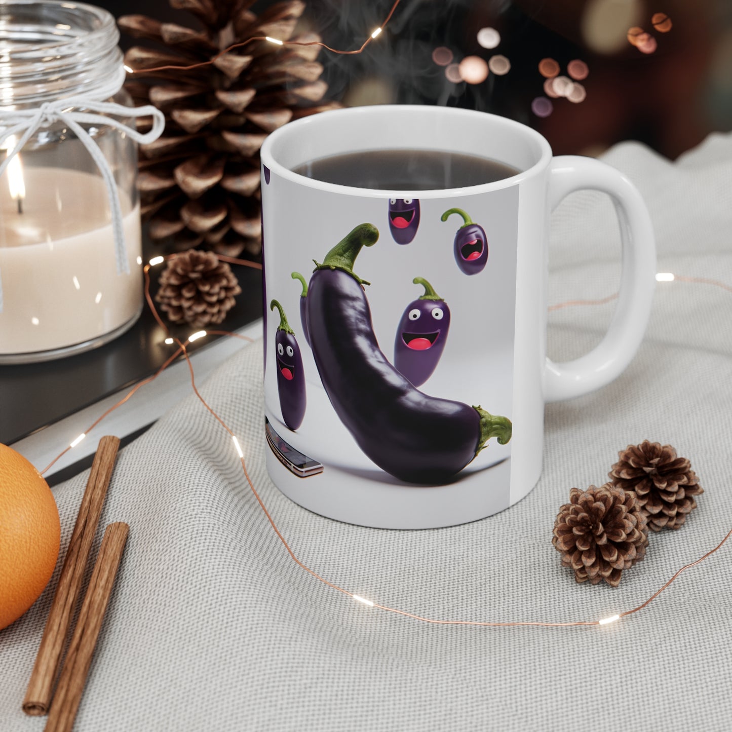 "Eggplants in a Group Chat" Ceramic Coffee Mug - 11oz